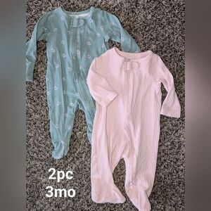 *3 Pieces/Carter's Green/*Purple and Pink Baby Footies